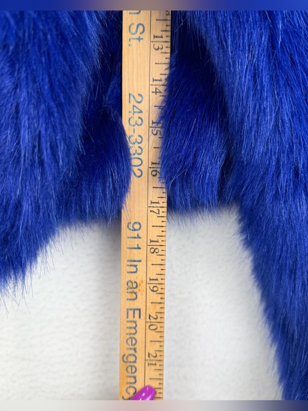 Fashion Nova Royal Blue Faux Fur Cropped Jacket Size Small Open Front - Picture 12 of 12
